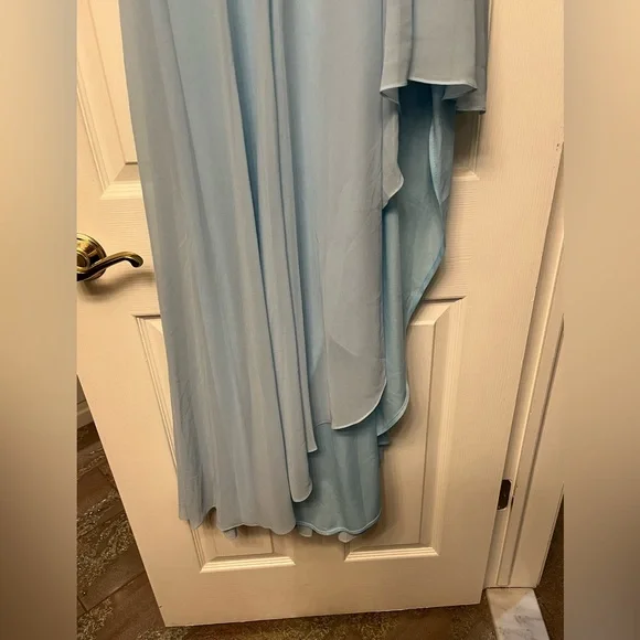 Mac Duggal Asymmetrical Hem Midi Ruffle Gown, NWT Powder Blue #55412 siz… - Picture 6 of 8